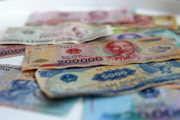 Vietnamese dong banknotes. Money concept