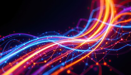 Colorful Abstract Lines of Light in a Dark Background