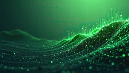 Abstract Green Wave Digital Technology Visualization Background