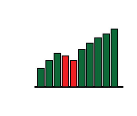 Positive Growth Trend Upward Climbing Bar Chart Illustration