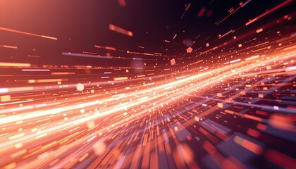 Dynamic Abstract Lines and Particles Creating Vibrant Light Stream
