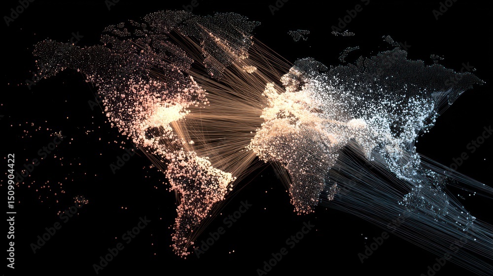 Poster global network connections: a visual representation of worldwide interconnectivity