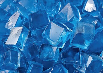 Obraz premium Close-up view of numerous small, blue, square crystals.