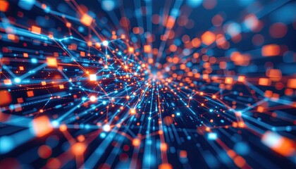 Abstract Digital Network Composition with Colorful Light Sparks
