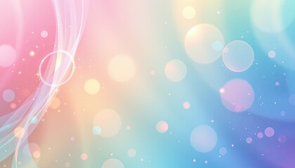 Soft Pastel Background with Gentle Swirls and Colorful Bokeh Effects