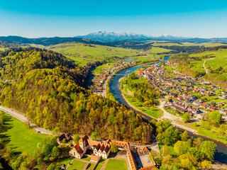 Medieval monastery Cerveny Klastor near Peak Tri Koruny or Trzy Korony in Pieniny National park in Slovakia and Poland. © Zedspider