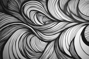 Abstract black and white swirling lines