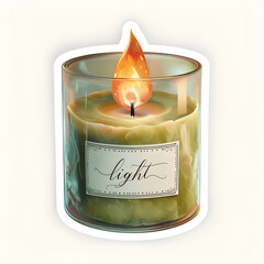 3D Animated Sticker Of A Candle In Glass Holder