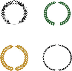 Laurel Wreath Circular Vector Design Set.