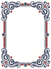 
Red and Blue star Elegant Swirls border background Decorative Elements, 4th of July Celebration frame design element, copy space for text independence day page decorations