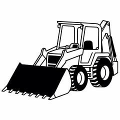 bulldozer excavator isolated on white