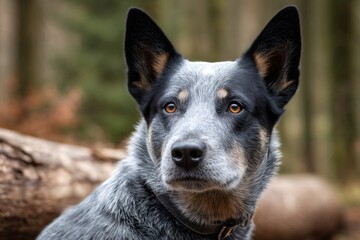 Australian cattle dog posing in the forest