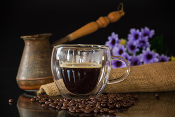 Classic espresso in a double-walled glass