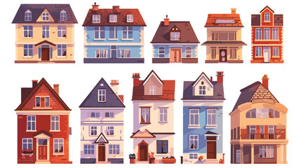 Fototapeta premium Charming Townhouses: A Blend of Urban and Suburban Living home city yard roof wood homes style doors