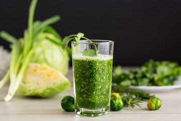Detox drink with cabbage, greens and superfoods