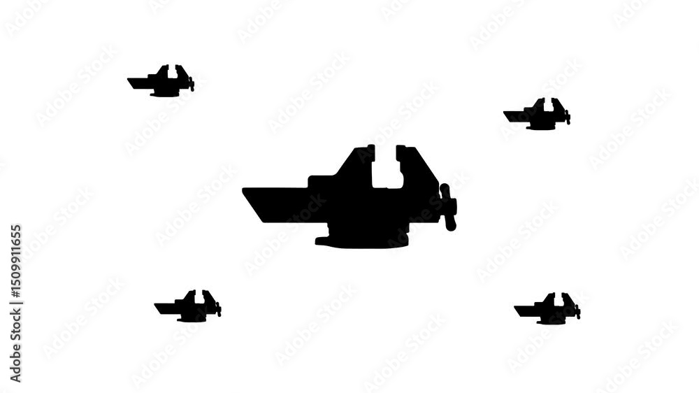 Poster zoom in and out animation the vise symbol. large black symbol in the center and four small symbols a