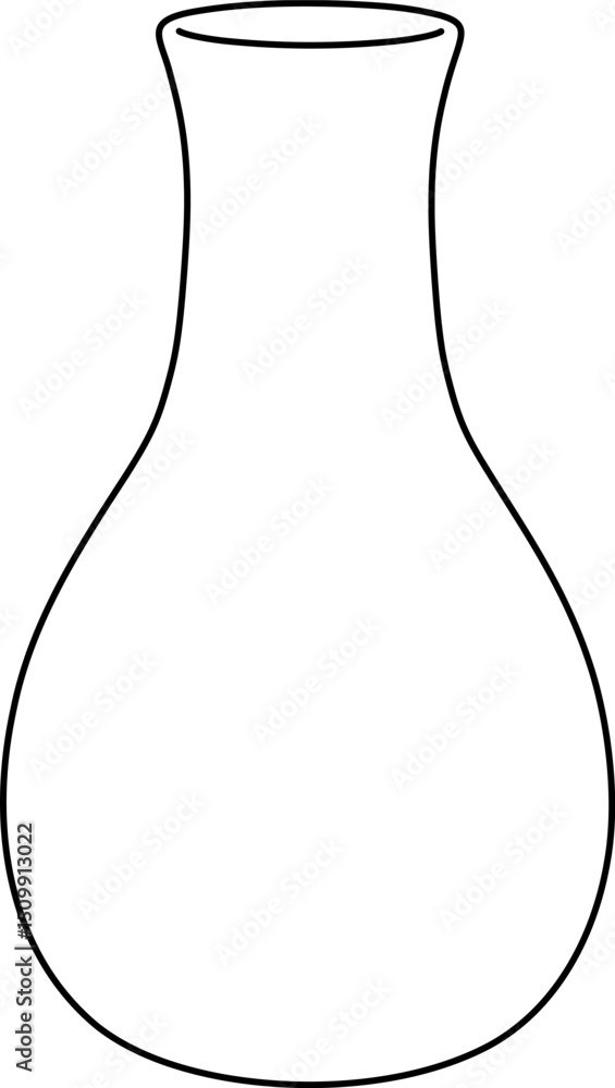 Poster the outline of a large vase is made with black lines. 3d view of the object in perspective. vector i