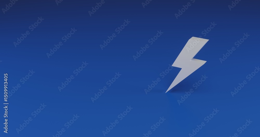 Poster isolated realistic white lightning symbol with shadow. located on the right side of the scene. 3d il