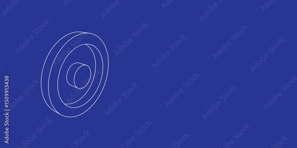 Poster the outline of a large astrological sun symbol made of white lines on the left. 3d view of the objec