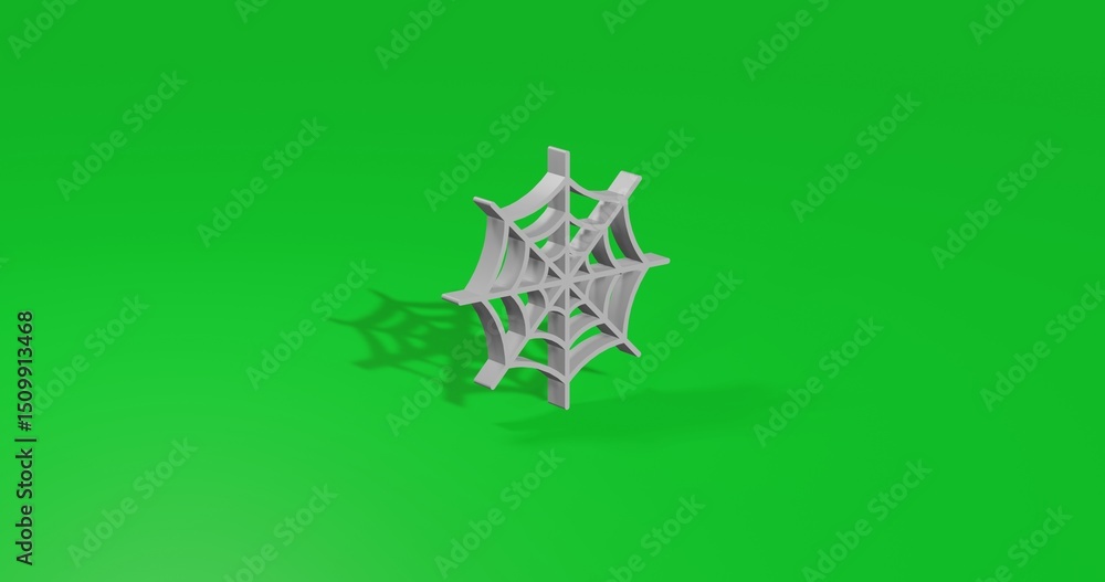 Aufkleber isolated realistic white spider web symbol front view with shadow. 3d illustration on green chroma k