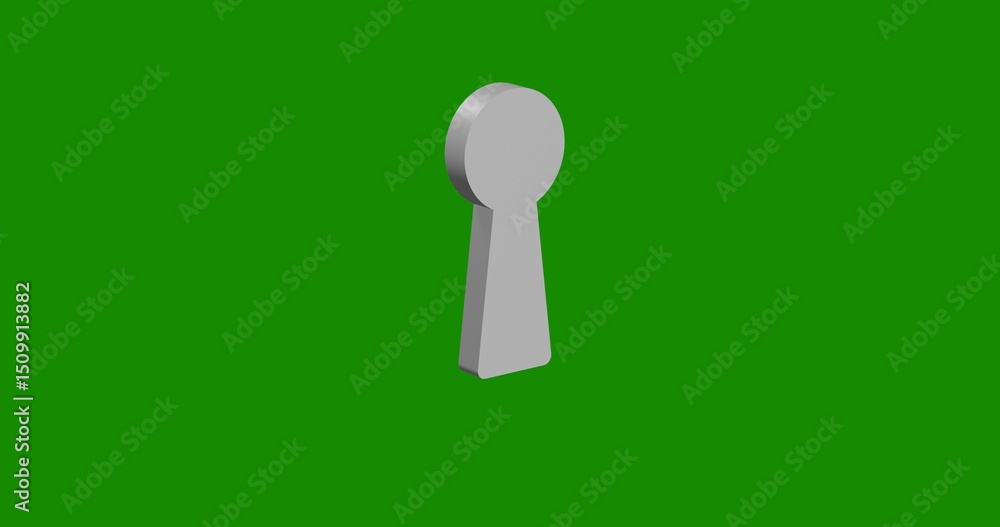 Poster isolated realistic white keyhole symbol front view with shadow. 3d illustration on green chroma key 