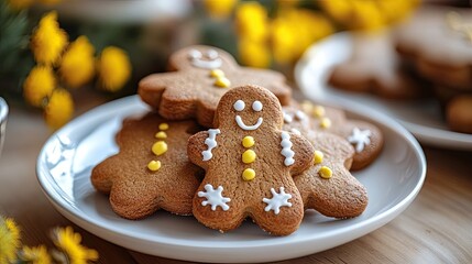 Sweet Holiday Gingerbread Men Adorn a Festive White Plate Ready to be Shared with Loved Ones This Christmas Season under