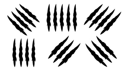 set of black claws scratches animals silhouette