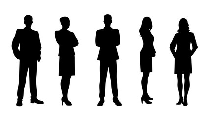 set of a group of standing business people