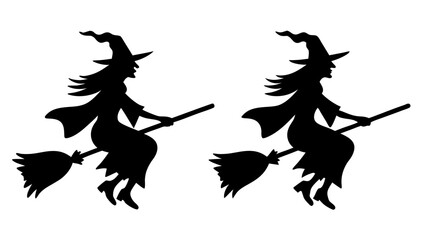Halloween witch silhouette vector on tranparent background
