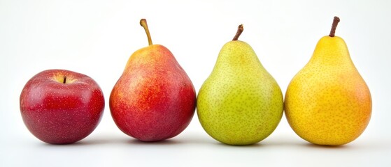 Variety of apples and pears displayed
