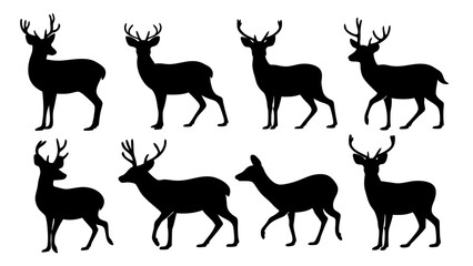 Fototapeta premium set of deer silhouette design vector art illustration