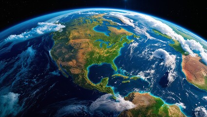 Fototapeta premium Stunning view of earth from space highlighting north america