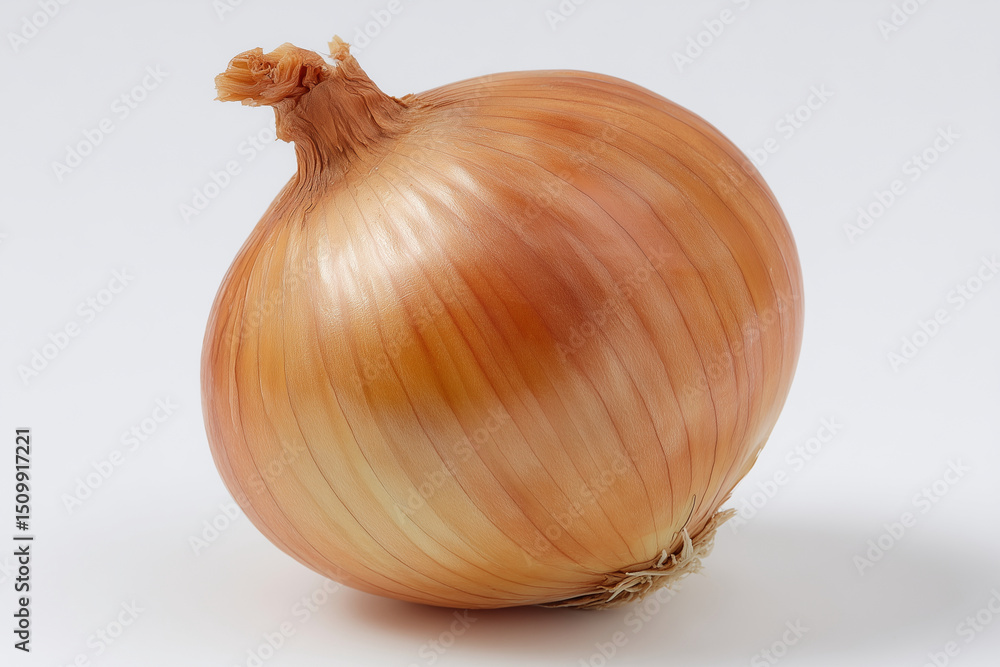 Poster a large, unpeeled onion sits on a white background. the onion is the main focus of the image, and it