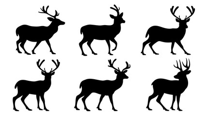 set of deer silhouette design vector art illustration
