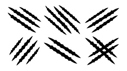 set of black claws scratches animals silhouette