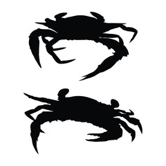 Seafood Icon Crab Vector Silhouette on whtie background Vol 01