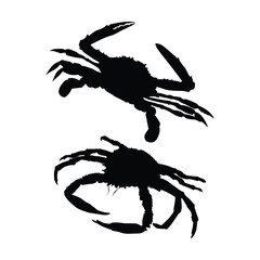 Seafood Icon Crab Vector Silhouette on whtie background Vol 02
