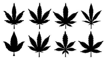 set of marijuana silhouette
