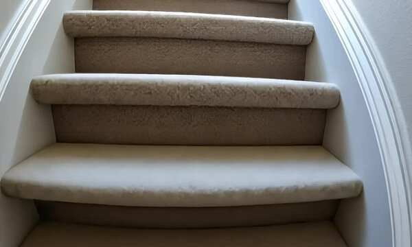 Carpeted Staircase with White Trim Interior Architecture in a Clean Home
