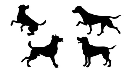 set of dog different pose silhouette vector