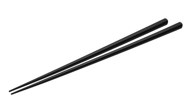 Elegant black chopsticks isolated on transparent background perfect for Asian cuisine menu design or restaurant branding