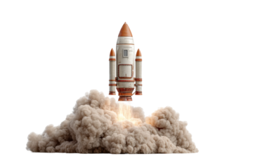 PNG Space shuttle launching with smoke and flames