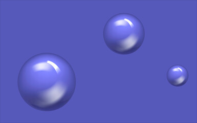 Abstract background with three big and small balls in purple. Copy space.
