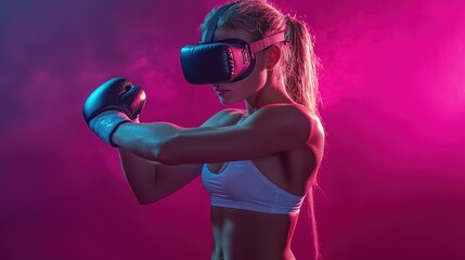 Woman Boxing With Virtual Reality Headset