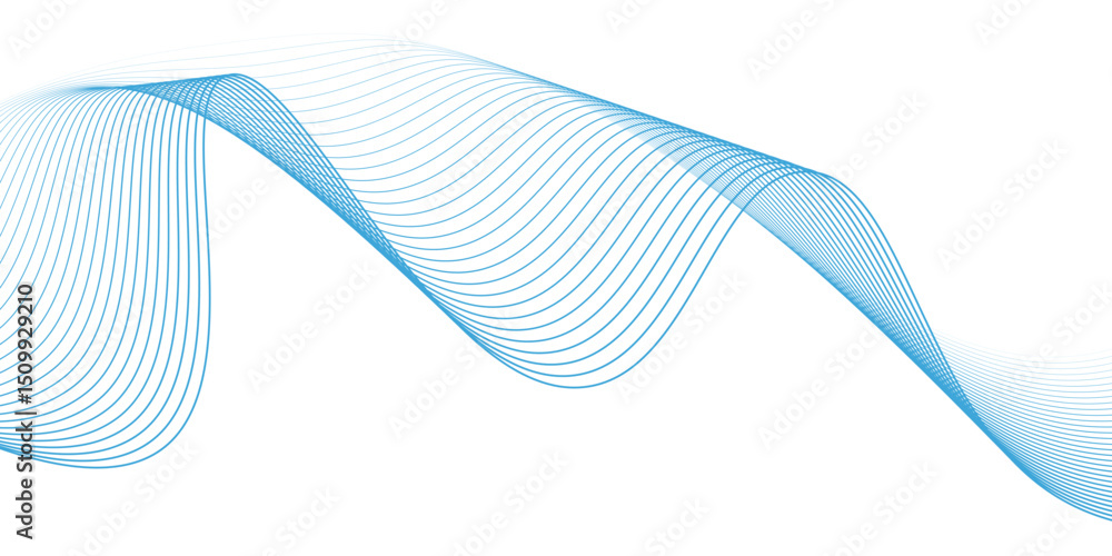 Aufkleber abstract blue smooth wave on a white background. dynamic sound wave. design element. vector illustra