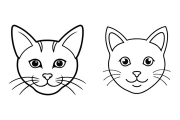 Cat face line out silhouette vector with  white background 
