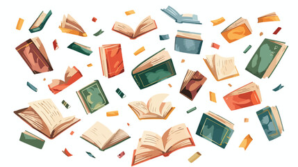 Whimsical Flying Books: A Colorful Literary Adventure Vector Illustration art flat text study magic 
