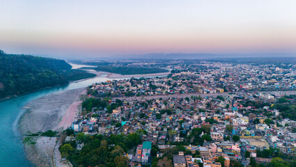 Rishikesh Drone Image in morning View