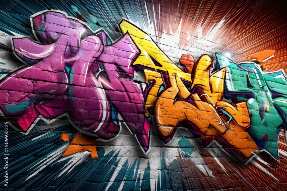 Poster there is a wall adorned with a vast array of colorful graffiti designs on it