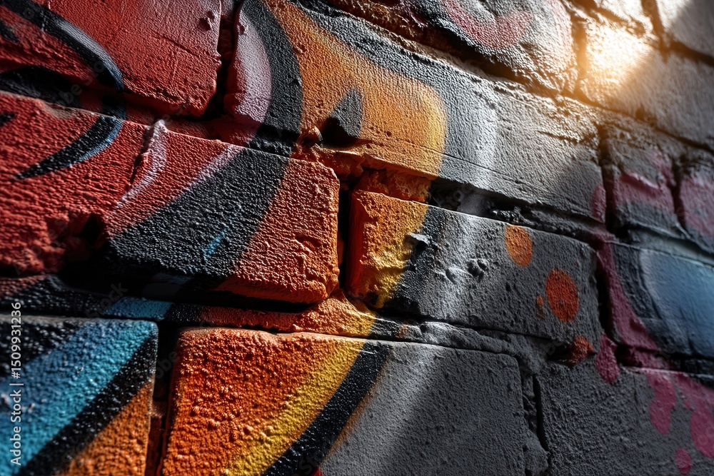 Poster there is a wall adorned with a vast array of colorful graffiti designs on it